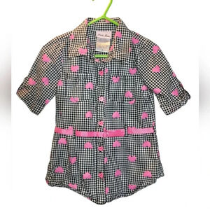 Little Lass Collared Short Sleeve Heart Button Up